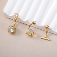 200 styles au choix, Piercing de nombril en acier inoxydable doré 14G avec papillon et zircon cubique pour femme, idéal pour la plage, les fêtes et le quotidien