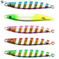 Leurre de pêche en mer à rayures métalliques phosphorescentes 30g-100g pour la pêche au jigging lent de groupers, barres et autres poissons de mer en haute mer