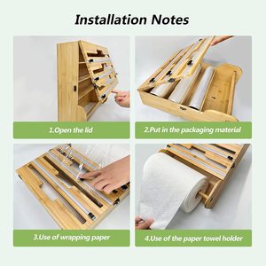 Legend Natural <span class=keywords><strong>Bamboo</strong></span> Foil e Plastic Wrap Organizer compatibile Regular Size 12 "Roll Wall-mounttr portasciugamani di carta di bambù 7in - Product Image 5