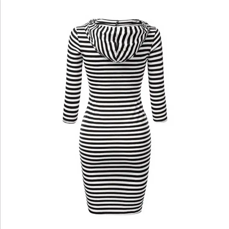 Fashion Plus Size Clothes Hoodie Long Sleeve Cute Dress Women 2022 Over sized Autumn Casual Striped Dresses With Pockets