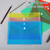 Vente en gros de pochettes de bureau en plastique PP translucide A4/A5 avec logo personnalisé, colorées, avec bouton, pour documents, enveloppes, dossiers personnalisés