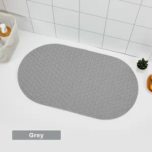 Alfombra de bañera antideslizante de goma, ovalada, sólida, resistente al agua, 68x38 cm, para ducha y habitación