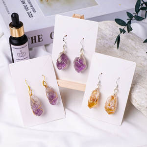 أقراط للنساء من السيترين والأزهار والأسنان والأميسثيت والكريستال الطبيعي المصنوع يدويًا من مجموعة اصنعها بنفسك مجوهرات نسائية للبيع بالجملة - Product Image 5