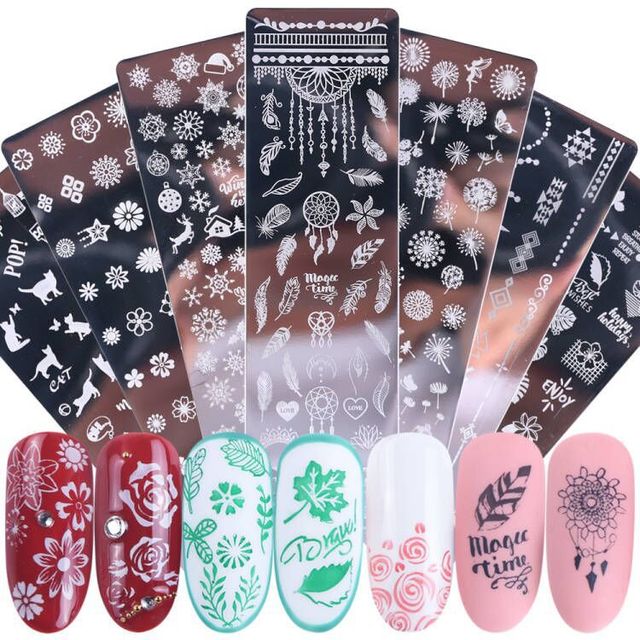 Hot Selling Stainless Steel Nail Template Flower Animal Leaf Snowflake Custom Nail Art Stamping Plate Stamping Tool Wholesale