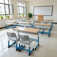 Bureaux et chaises d'école réglables en bois au design classique, bureau double pour étudiants, pour chambre et université, respectueux de l'environnement