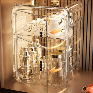 Vente chaude plateau de tasse triangulaire multicouche support de stockage de comptoir en <span class=keywords><strong>plastique</strong></span> Transparent boîte de rangement de tasse de thé à trois couches succincte - Product Image 3