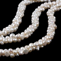 Collier de perles baroques naturelles d'eau douce blanches de 6-8 mm avec trou latéral, qualité AA, certifié par un tiers, marque DK