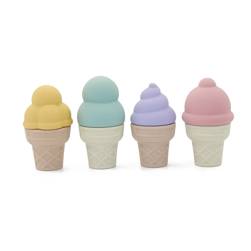 New Arrival Beach Sand Molds Ice Cream Toy Kids Garden Toy Set of 4PCS Silicone Ice Cream Toys