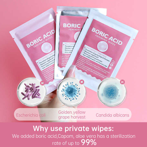 Nettoyant à l'acide borique emballé individuellement Private Label <span class=keywords><strong>Hygiène</strong></span> féminine biologique <span class=keywords><strong>Lingettes</strong></span> de soins privés pour femmes <span class=keywords><strong>Lingettes</strong></span> intimes - Product Image 4