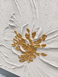 Decoración de Pared Moderna, Lienzo Hecho a Mano, Arte Acrílico Blanco, Arte Abstracto de Pared, Pinturas de Flores con Textura 3D - Product Image 5