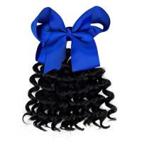 Attache-cheveux pour filles avec extension de queue de cheval bouclée, nœud en ruban, perruque queue de cheval, élastiques colorés pour cheveux, cadeau