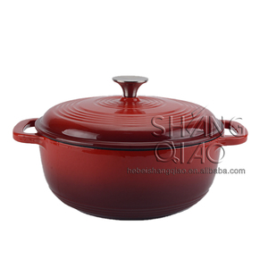 Casserole <span class=keywords><strong>en</strong></span> <span class=keywords><strong>fonte</strong></span> émaillée rouge classique de 3 litres <span class=keywords><strong>en</strong></span> <span class=keywords><strong>fonte</strong></span> émaillée avec bouton et poignées <span class=keywords><strong>en</strong></span> acier inoxydable - Product Image 2