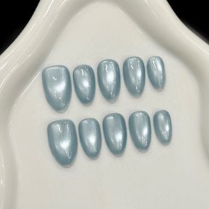 Nuevo Producto Lanzado, Uñas Postizas Hechas a Mano con Efecto Ojo de Gato y Cuentas de Vidrio Color Rubí Vino Tinto, para Aclarar la Piel, Primavera/Verano - Product Image 5