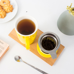 Tùy Chỉnh Các Loại Màu Sắc Du Lịch Sứ Tea Cup Cà Phê Gốm <span class=keywords><strong>Mug</strong></span> Với Thép Không Gỉ Infuser Và Silica Gel Nắp - Product Image 3