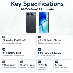 สมาร์ทโฟน <span class=keywords><strong>IQOO</strong></span> Neo11 Ultimate Edition 5G Octa Core หน้าจอ AMOLED 144Hz กล้องหลังคู่ 50MP + 8MP ระบบปฏิบัติการ Android <span class=keywords><strong>vivo</strong></span> <span class=keywords><strong>iqoo</strong></span> neo11 - Product Image 3