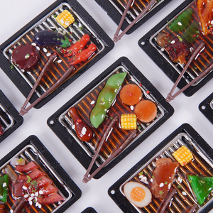 Miniature <b>BBQ</b> grill plate pendant, grilled lobster, grilled squid, small food toy, <b>BBQ</b> keychain ornament - Product Image 3