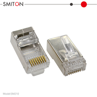 Connecteur réseau Cat 5 blindé RJ45 plaqué or avec tête en cristal