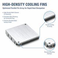 Radiateur en aluminium anodisé argenté de qualité industrielle, spécialisé, tolérance serrée +/-0,01 mm pour l'assemblage d'ordinateurs