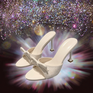 Sandalias de tacón con lazo para mujer, estilo mule, punta abierta, para fiesta o noche - Product Image 3
