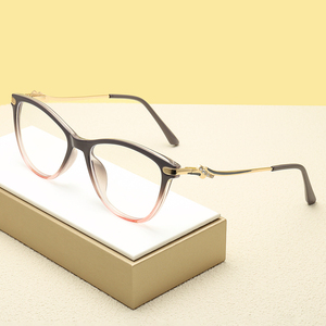 <span class=keywords><strong>Gafas</strong></span> <span class=keywords><strong>graduadas</strong></span> para mujer Monturas ópticas y lentes Filtro <span class=keywords><strong>de</strong></span> luz azul Bisagra <span class=keywords><strong>de</strong></span> resorte Marrón TR90 Cateye Metal Gold Crystal 2025 - Product Image 2