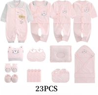 Le prix du coton Gots personnalisé peut être négocié 18-23PCS Ensemble grenouillère vêtements pour bébés