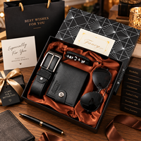 Coffret cadeau de luxe pour homme : portefeuille, ceinture, bracelet, lunettes de soleil - 4 pièces dans une boîte cadeau pour lui, anniversaire, anniversaire de mariage, cadeaux promotionnels professionnels
