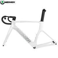 Cuadro de Bicicleta de Carretera 700c con Manillar de Carbono y Horquilla Delantera de Carbono, Cuadro de Bicicleta de Carretera para Neumáticos de Máximo 700*32C, T47 Bb, Cuadro de Carbono