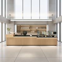 Comptoir de bar GZowin en bois et acier inoxydable, dimensions personnalisables pour cafés, bars, salons de thé, hôtels, améliore l'ambiance