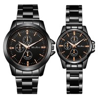 Montres de couple en acier noir, directement de l'usine, montres à quartz pour hommes et femmes, 41 mm, style business, écologiques, luxe discret