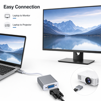 Convertidor compacto USB tipo C a VGA, adaptador de vídeo 1080P 60Hz, compatible con Thunderbolt 3 para Chromebook Surface y dispositivos Android
