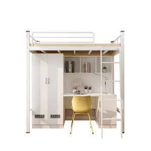 Modern Metal Ranza Yatak, Altında Çalışma Masası ve Gardıroplu, Çocuklar ve Personel Çalışanları İçin Yurt Yatağı - Product Image 5