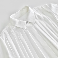 Enyami Modeste Blanc Soyeux En Mousseline De Soie Soirée Grande Plissée Lâche Mode Longue Maxi Femmes Robe Avec Ceinture