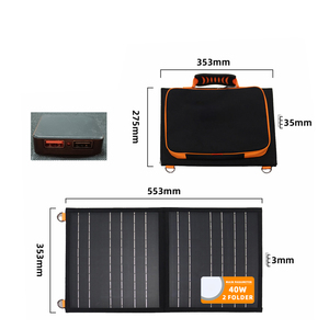 Sistema de Celdas Solares Monocristalinas Portátiles de 40W, Sistema de Energía Plegable para Exteriores con Controlador MPPT - Product Image 3