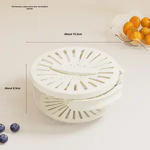 Bol à légumes et à <span class=keywords><strong>salade</strong></span> multifonctionnel à double couche <span class=keywords><strong>Panier</strong></span> de lavage en plastique avec poignées et couvercle pliables - Product Image 6