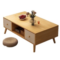 Table basse extensible en bois massif de style nordique moderne, idéale pour les petits appartements et les salons de balcon