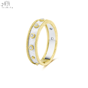 แหวนดีไซน์วินเทจคุณภาพสูงสำหรับขายส่ง ทองคำแท้ 18K สีขาวและสีเหลือง ประดับเพชรแท้ธรรมชาติ แบบกึ่งสำเร็จรูป - Product Image 4