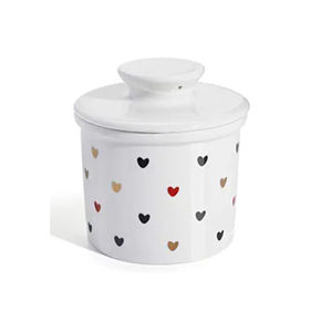 Porte-<span class=keywords><strong>beurre</strong></span> en porcelaine blanche unie avec couvercle design coeur personnalisé ODM - Product Image 1