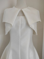 Robe de soirée mi-longue pour femme, col carré, coupe trapèze, avec cape courte, idéale pour l'été, le bureau, les mariages et les fêtes