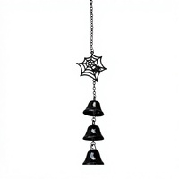 Carillon éolien en fer toile d'araignée noire pour Halloween, décoration électroplaquée pour jardin/porche, fêtes en extérieur, ornement festif suspendu, cadeau