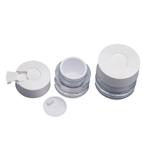 Pot à pompe sans air 15/30/50g, flacon de crème en acrylique rechargeable, flacon sous vide, pot de crème vide, flacon de lotion rechargeable avec cuillère