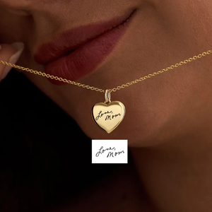 Exquisito Collar con Colgante en Forma de Corazón, Chapado en Oro de 18k, con Letra Escrita a Mano, Joyería Personalizada con Firma, Collar Conmemorativo - Product Image 2