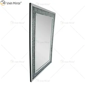 공급업체에 문의하기 도매 WXM-1759 골드 공장 공급 디자인 장식 3 색 분쇄 다이아몬드 가구 거울 장식 거실 벽 거울