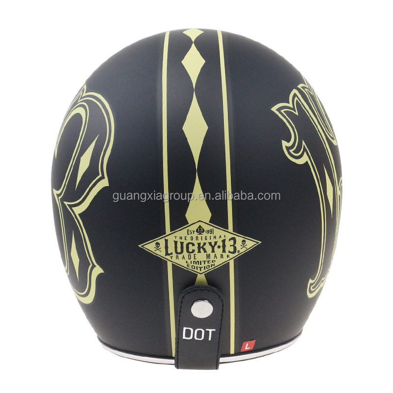 Lucky Thirteen Vintage Motorcycle Helmet - Classic Half Face