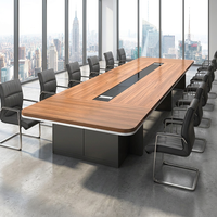 Table de conférence de bureau, bureau long, table minimaliste moderne en forme de bar, ensemble de chaises pour salle de réunion, formation en gros format pour employés, bambou