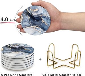Posavasos de cerámica con soporte: El mejor absorbente decorativo para taza de café, bebida, vino, cerveza adecuado para mesa y bar - Product Image 3