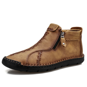 Bottes pour hommes, bottes décontractées d'automne et d'hiver, chaussures à fermeture éclair, chaussures de créateur tendance, bottes mi-hautes à enfiler, imperméables, chaudes, fourrées, bottes de neige pour hommes - Product Image 3