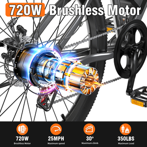 Bicicleta Eléctrica de Montaña para Adultos OEM Modelo T6, Motor sin Escobillas de 350W, 7 Velocidades, Cuadro de Acero de Alto Carbono, Ruedas de 26 Pulgadas, Frenos de Disco, Litio - Product Image 5