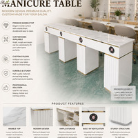 Équipement de salon de beauté personnalisé, station de manucure pour 3 personnes, mobilier de manucure, table de manucure