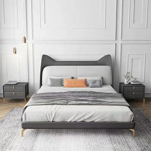 Letto Moderno <span class=keywords><strong>King</strong></span> <span class=keywords><strong>Size</strong></span> Morbido con Struttura in Legno, Testiera Stile Hotel, Rivestimento in Tessuto, Dimensioni 180x200cm - Product Image 5