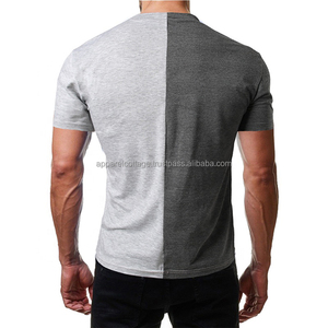 Camiseta de manga corta de dos tonos para hombre, camisa de color dividido con logotipo personalizado, hip-hop, informal, de algodón, de línea larga - Product Image 6